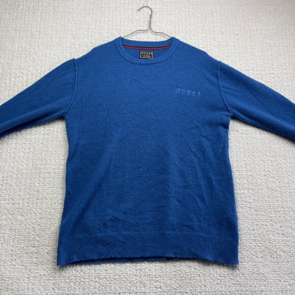 Guess Blue Sweater Men Size Small Mohair / Wool + Blend Pullover Jumper Knit - Picture 7 of 16